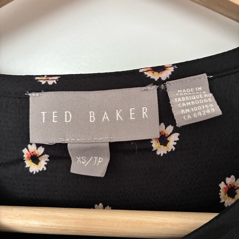 Ted Baker Black and White Fitted Long Sleeve Blouse - Picture 3 of 10